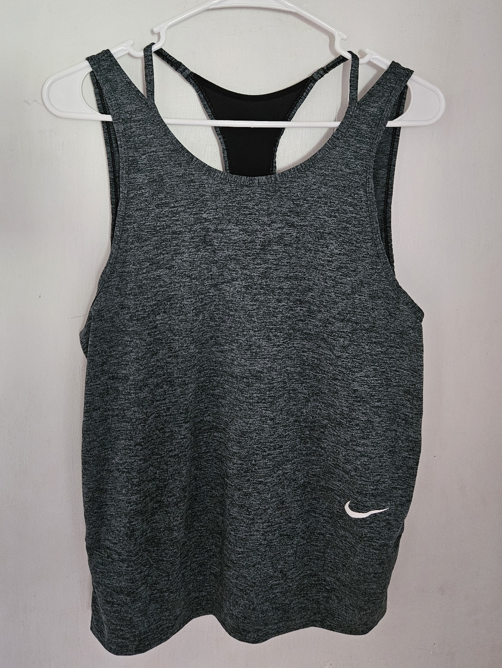 Nike Gray Heather Racerback Tank with White Swoosh Size M
